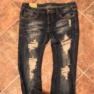 Machine distressed jeans - sooo cute!